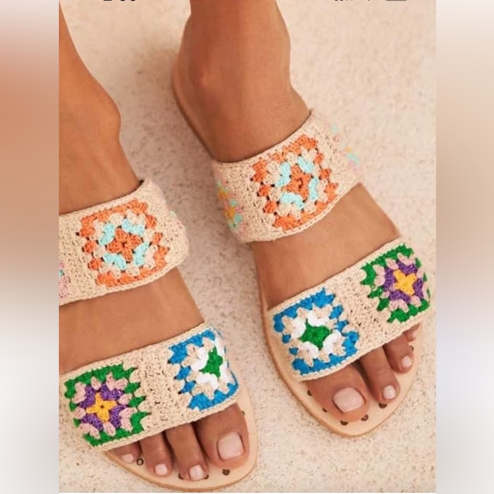 Manebi Cotton Crochet Slide Sandals